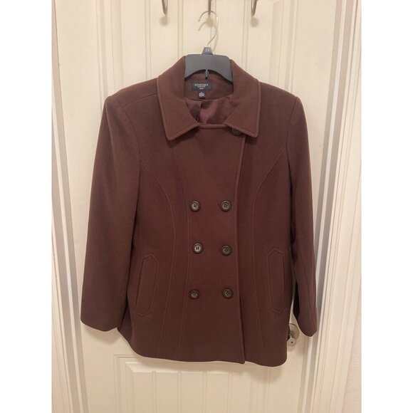 Sonoma Life+Style Wool Blend Brown Peacoat Womens Size Large - Picture 1 of 12